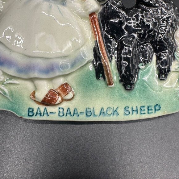 Vintage Nursery Rhyme Wall Plaque Baa Baa Black Sheep Norcrest Japan 50s Kitschy - Picture 5 of 9